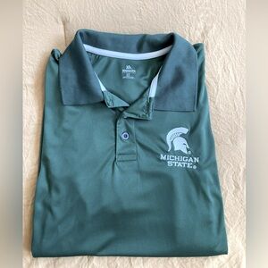 Michigan State Polo Shirt Men’s Sz Lg Green & White Embroidered Logo KA KNIGHTS